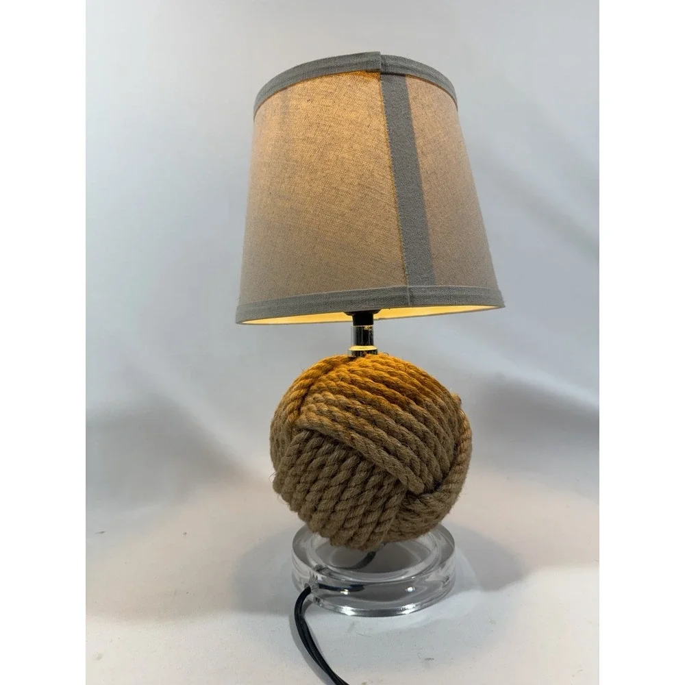 Nautical Monkey Fist Rope Knot‎ Lamp 14 Inch Coastal Beach Decor